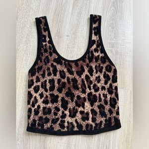 Alice + Olivia crop cheetah tank